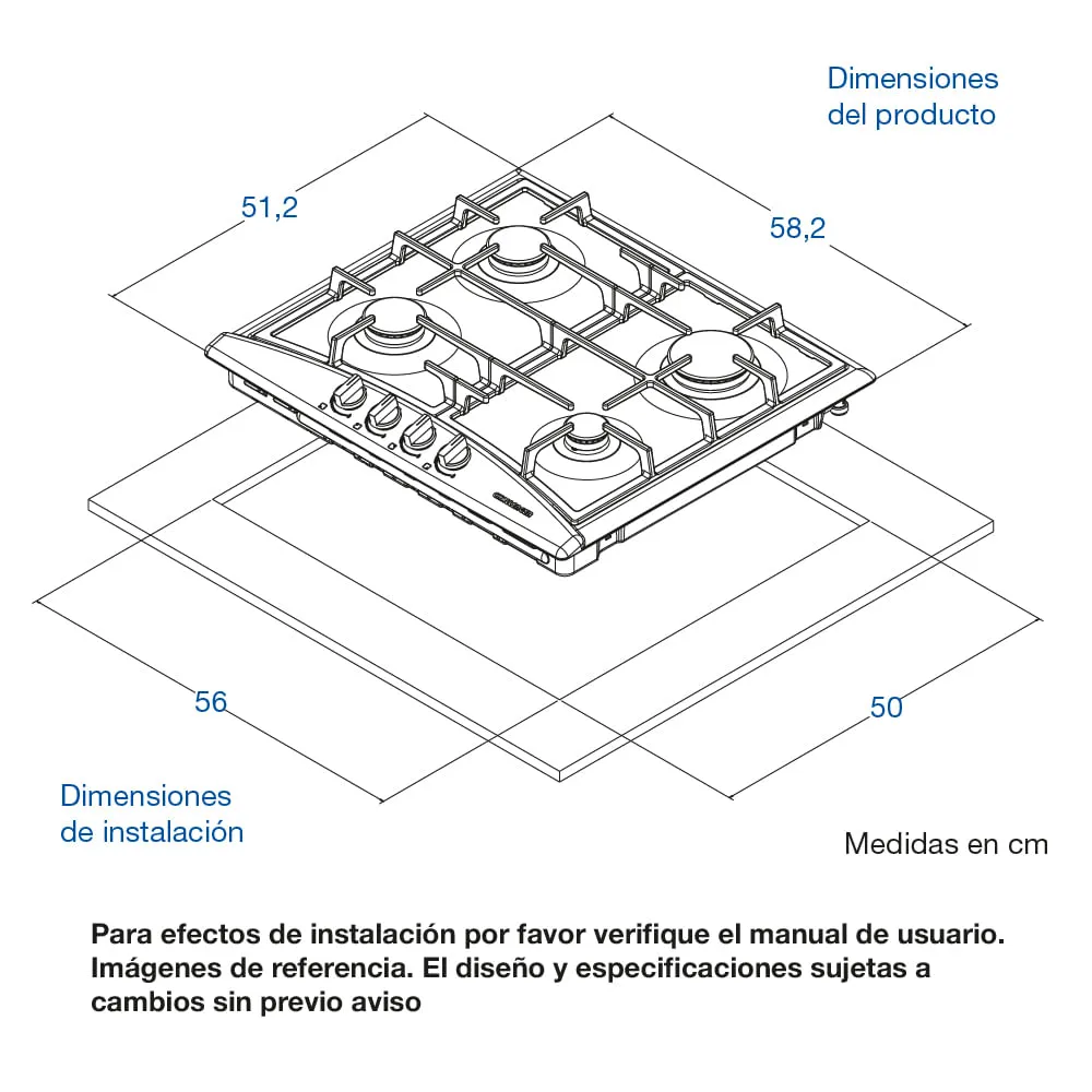 Cocina de empotrar CHALLENGER 60 cm 4 Pt Gas - SA 6160 EI - Image 2