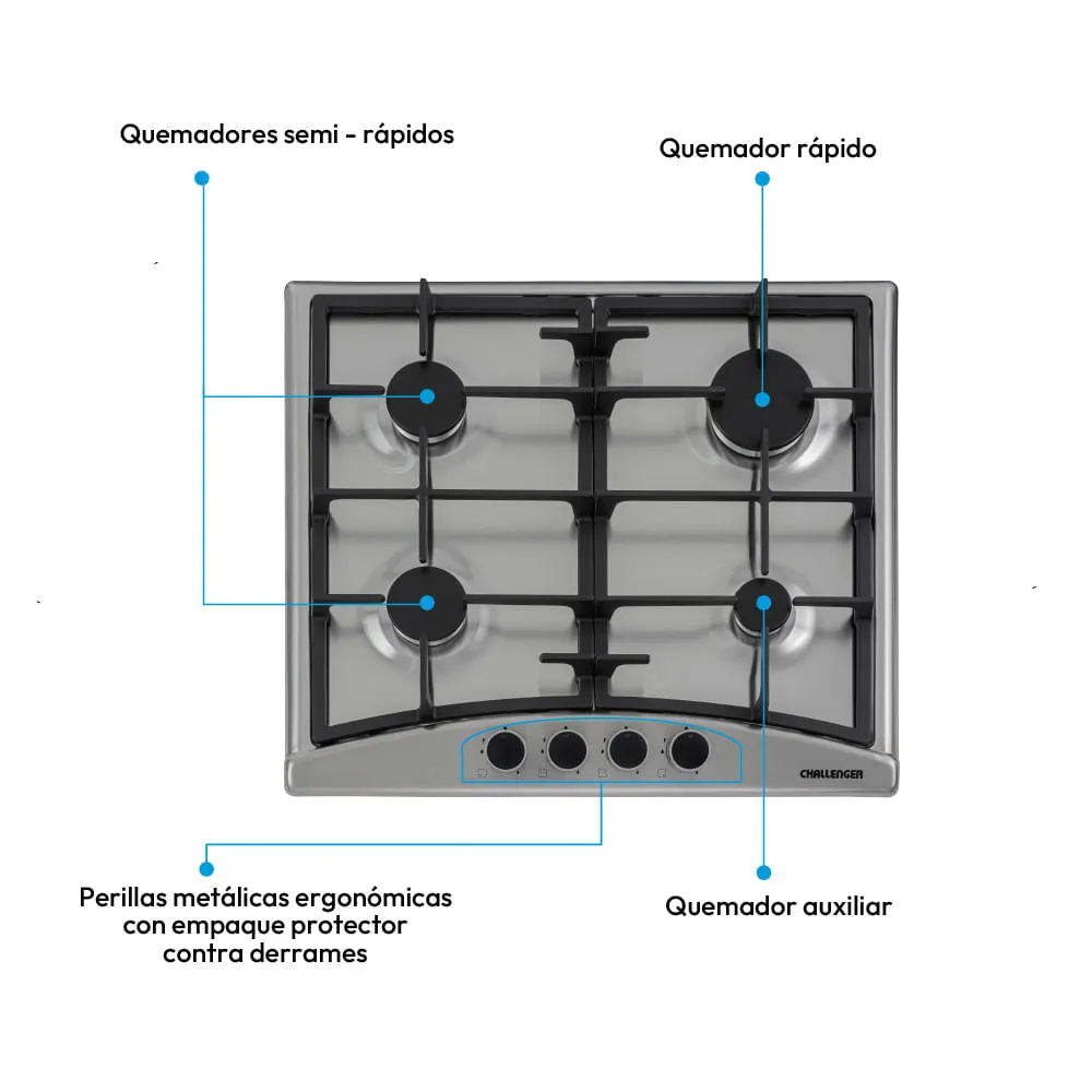 Cocina de empotrar CHALLENGER 60 cm 4 Pt Gas - SA 6160 EI - Image 8